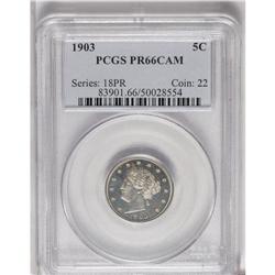 1903 5C PR66 Cameo PCGS. Boldly struck on both sides w 
