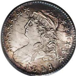 1818/7 50C Large 8 MS63 PCGS. O-101, R.1. The crossbar 