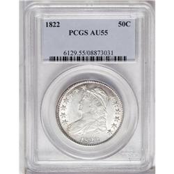 1822 50C AU55 PCGS. O-105, R.3. The diagnostic die dot 