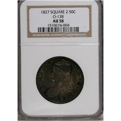 1827 50C Square Base 2 AU58 NGC. O-138, R.4. Parallel 