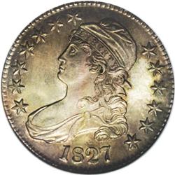 1827 50C Curl Base 2 MS63 NGC. O-146, R.2. This Overto 