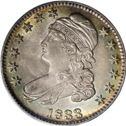 1833 50C MS65 PCGS. O-108, R.1. On this variety, the d 