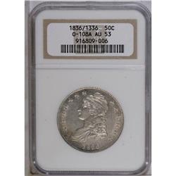 1836/1336 50C AU53 NGC. O-108a, R.2. Ample luster invi 