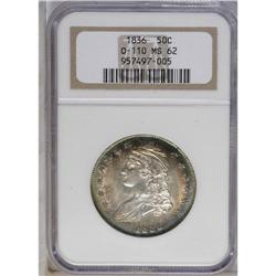 1836 50C Lettered Edge MS62 NGC. O-110, R.1. Ocean-blu 