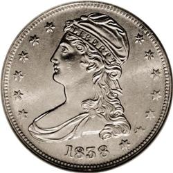 1838 50C MS64 NGC. The extremely lustrous surfaces are 