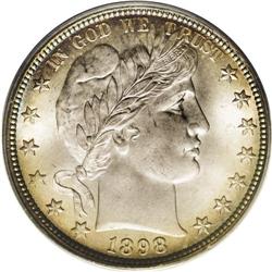 1898 50C MS66 PCGS. Lovely purple-mauve and electric-b 