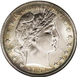 1903-S 50C MS64 NGC. Golden-brown borders frame cream- 