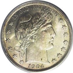 1904 50C MS65 PCGS. Richly toned overall, a predominan 