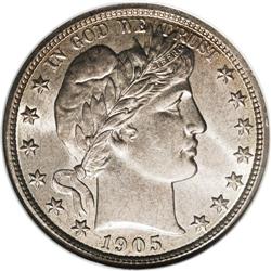 1905 50C MS64 NGC. Boldly struck with vibrant luster a 