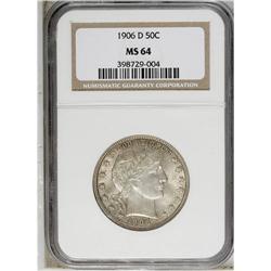 1906-D 50C MS64 NGC. Apple-green and dove-gray enrich 