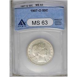 1907-O 50C MS63 ANACS. A satiny piece with light golde 