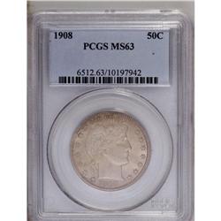 1908 50C MS63 PCGS. Well struck over the obverse, some 