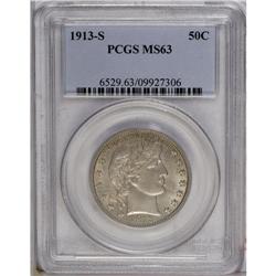 1913-S 50C MS63 PCGS. A bold punch on both sides with 