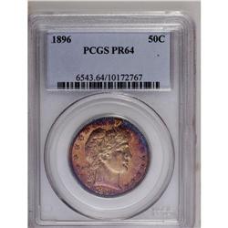 1896 50C PR64 PCGS. A vividly toned near-Gem with red- 