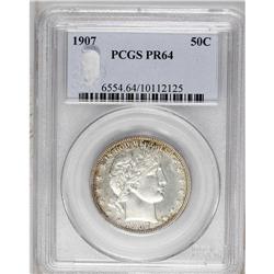 1907 50C PR64 PCGS. Deeply mirrored with thin, hazy to 