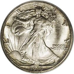 1916 50C MS66 PCGS. This is a remarkably pleasing Gem 