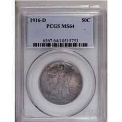 1916-D 50C MS64 PCGS. A deeply toned, near-Gem example 
