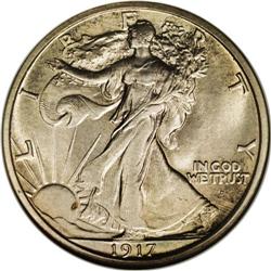 1917-D 50C Obverse MS64 NGC. The variant with the mint 