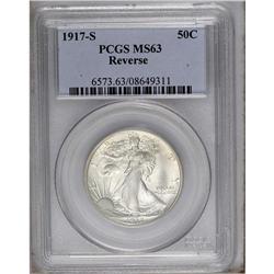 1917-S 50C Reverse MS63 PCGS. A mostly brilliant piece 
