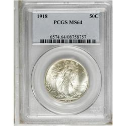 1918 50C MS64 PCGS. Sharply struck surfaces of satiny 