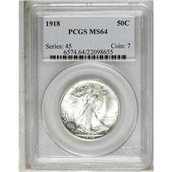1918 50C MS64 PCGS. Mostly untoned with great luster. 