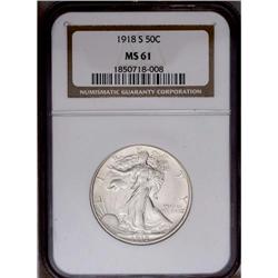 1918-S 50C MS61 NGC. Faint gold toning visits this ear 