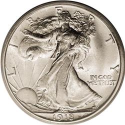 1918-S 50C MS64 PCGS. Essentially brilliant, with milk 