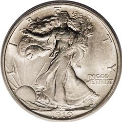 1919-D 50C MS62 ICG. The 1919-D is a well known key to 