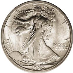 1920-D 50C MS64 PCGS. The lustrous, lightly marked sur 