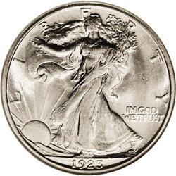 1923-S 50C MS64 NGC. Flashy and brilliant with wispy d 