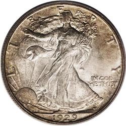 1929-D 50C MS65 PCGS. Smoky mottled toning covers the 