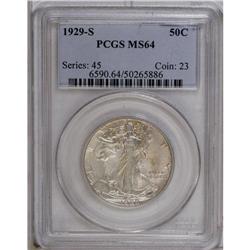 1929-S 50C MS64 PCGS. This shimmering near-Gem has med 
