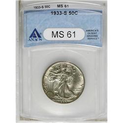 1933-S 50C MS61 ANACS. A seemingly conservatively grad 