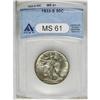 Image 1 : 1933-S 50C MS61 ANACS. A seemingly conservatively grad 