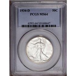 1934-D 50C MS64 PCGS. Sharply struck for this issue wi 