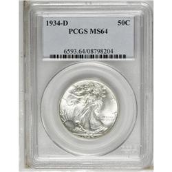 1934-D 50C MS64 PCGS. Brilliant and well struck with i 