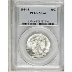 1934-S 50C MS64 PCGS. Choice and brilliant with a shar 