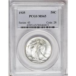 1935 50C MS65 PCGS. An essentially white Gem half with 