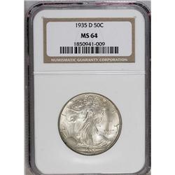 1935-D 50C MS64 NGC. Choice and satiny with pale green 
