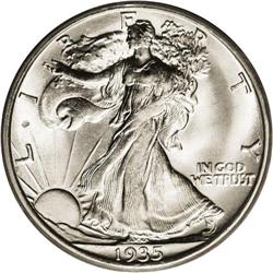 1935-S 50C MS65 PCGS. This is a brilliant Gem with fro 