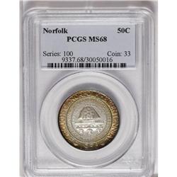 1936 50C Norfolk MS68 PCGS. The Norfolk half celebrate 