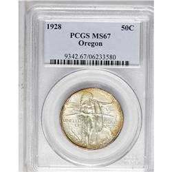 1928 50C Oregon MS67 PCGS. This Superb Gem is tied for 