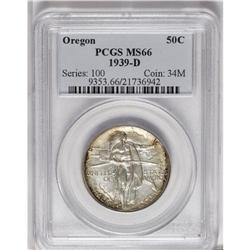 1939-D 50C Oregon MS66 PCGS. Gold and lavender-blue pa 