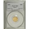 Image 3 : 1854 G$1 Type Two MS62 PCGS. A bright, orange-gold exa 