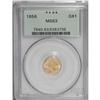 Image 1 : 1856 G$1 Slanted 5 MS63 PCGS. Surfaces dripping with s 
