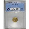 Image 3 : 1857-C G$1 AU58 ANACS. Variety 10-L, the only known di 