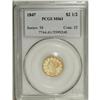 Image 3 : 1847 $2 1/2 MS61 PCGS. Pale yellow, with hints of lime 