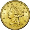 Image 1 : 1907 $2 1/2 MS67 PCGS. Final year of the long-lived Co 