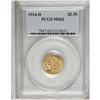 Image 1 : 1914-D $2 1/2 MS62 PCGS. Well struck with brassy-gold 
