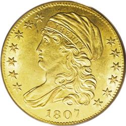 1807 $5 Bust Left MS62 PCGS. B. 5-D, Breen-6453, B. 5-